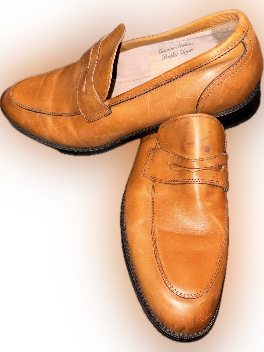 Joseph Abboud Men's Tan Leather Penny Loafers